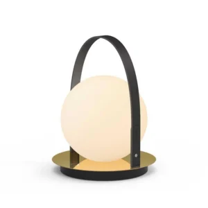 bola designová přenosná lampa s luxusním koženým madlem